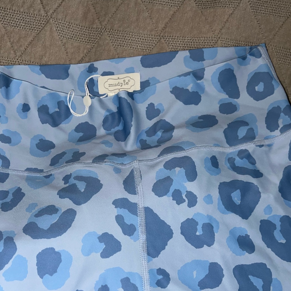Mudpie light blue leopard leggings